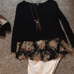 Layered look light sweater